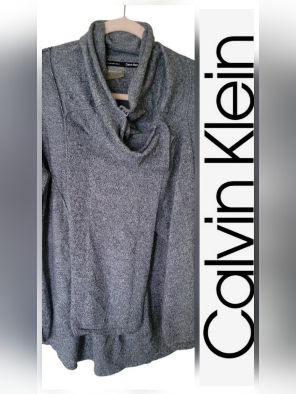 Calvin Klein Heather Gray Cowl Neck Pullover Sweater